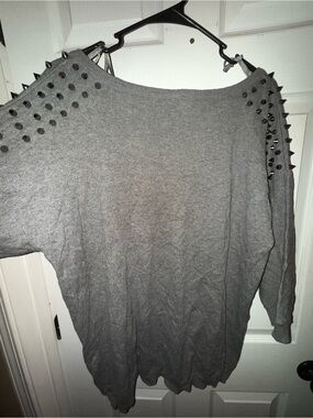 Torrid Gray Studded Shoulder Sweater